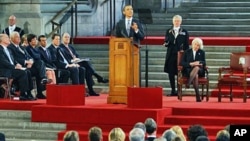 U.S. President, Barack Obama addresses the members of both houses of the the British Parliament in Westminster Hall in London, May 25, 2011