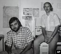 Former VOA correspondents Steve Thompson (left) and Wayne Corey in Saigon during the Vietnam War