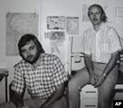 Former VOA correspondents Steve Thompson (left) and Wayne Corey in Saigon during the Vietnam War