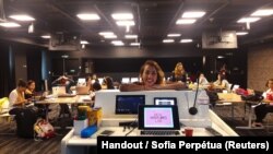 Lia Valero, who is working on a project to fact check information ahead of Colombia’s upcoming election, attends Chicas Poderosa’s New Ventures Lab in Sao Paulo, Feb. 2, 2018
