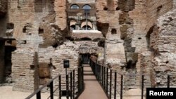 A view of the Colosseum's underground rooms and passages which recently opened to visitors in Rome, Italy, June 24, 2021. Picture taken June 24 2021. REUTERS/Remo Casilli