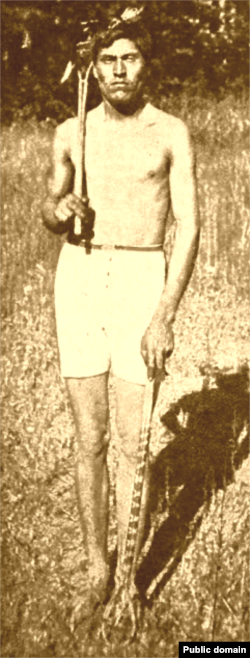 1907 photo of an unidentified Cherokee stickball player from the collection of the Smithsonian Institution.