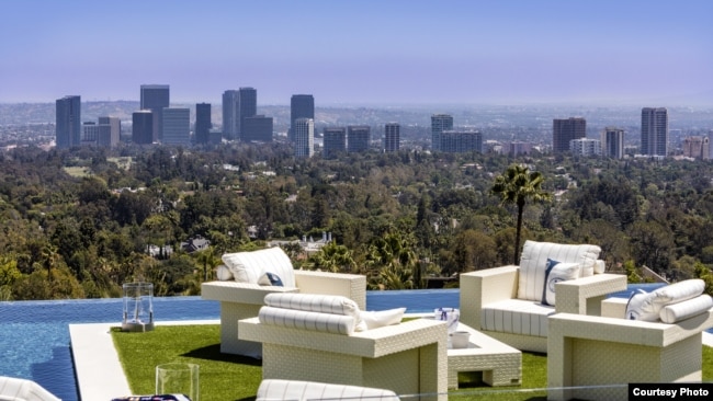 The deck is shown outside America’s most expensive home, which is for sale in the Bel Air neighborhood of Los Angeles, California, for $250 million. (Bruce Makowsky / BAM Luxury Development)