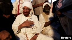 FILE - Sudanese leading opposition figure Sadiq al-Mahdi is pictured in Khartoum, Dec. 19, 2018. 