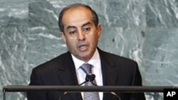 Libya's interim Prime Minister Mahmoud Jibril, chairman of the National Transitional Council, addresses the 66th United Nations General Assembly at the U.N. headquarters in New York, September 24, 2011.