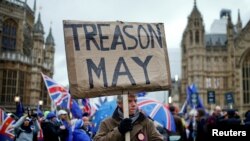 Manifestation devant le Parlement britannique, à Londres, le 15 janvier 2019.