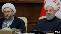 حسن روحانی و صادق لاریجانی در یکی از جلسات مجمع تشخیص مصلحت نظام