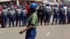 FILE: There was a heavy police presence in Harare as MDC-T protesters flooded the streets. (Photo: VOA)