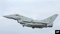 RAF Typhoon Aircraft of the type that escorted a passenger plane into Stansted Airport following on-board incident, southern England, May 24, 2013 file photo.