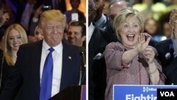 Donald Trump et Hillary Clinton après les primaires de New York. 