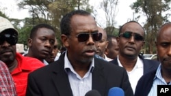 FILE - Somali diplomat Mohamed Ali Nur, pictured in an interview in Nairobi in September 2013, thanked Ethiopia for releasing 114 prisoners. "Only six Somalis remain in the Ethiopian jails, and we have agreed that they will soon be released," he said.