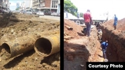 Harare water pipe replacement (file photo)