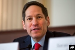 FILE - Then-CDC Director Tom Frieden speaks during a discussion on Ebola in West Africa on Capitol Hill in Washington, Jan. 13, 2015.