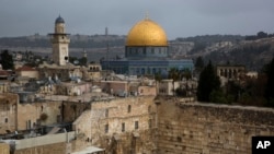 FILE - A view of the Western Wall and the Dome of the Rock, some of the holiest sites for for Jews and Muslims, is seen in Jerusalem's Old City, Dec. 6, 2017.