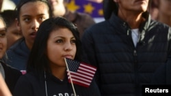 Latino leaders and immigration reform supporters gather on University of Colorado campus to launch a 12-month voter registration campaign to mobilize Colorado's Latino, immigrant and allied voters, Oct. 28, 2015.