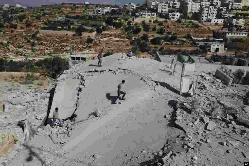 The destroyed home of Hussam Kawasma, in the West Bank city of Hebron, Aug. 18, 2014.