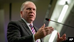 CIA Director John Brennan responds to a question as he speaks at the Global Security Forum 2015, at the Center for Strategic and International Studies (CSIS) in Washington, Nov. 16, 2015.