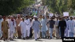 21일 파키스탄 주재 미국 대사관 주변에서 벌어진 반미 시위 행진.