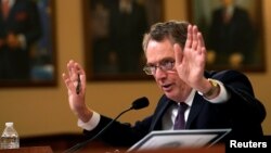 U.S. Trade Representative Robert Lighthizer testifies before a House Ways and Means Committee hearing on U.S.-China trade on Capitol Hill in Washington, Feb. 27, 2019. 