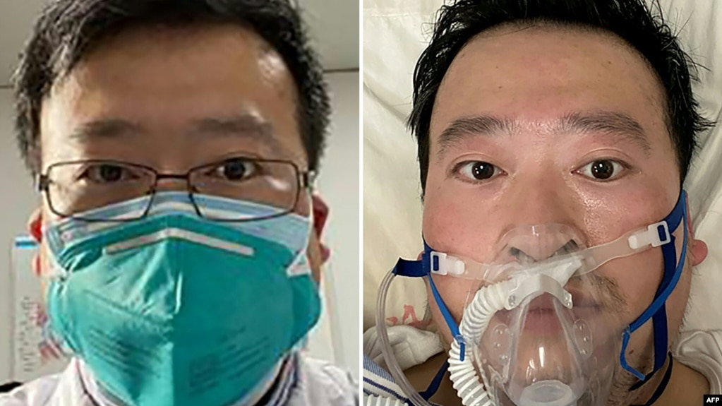 被誉为吹哨人的武汉医生李文亮遗像