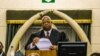 Zimbabwe Speaker of Parliament Jacob Mudenda presides over a parliament session.