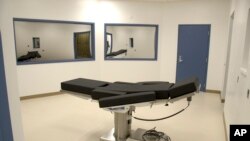 FILE - In a photo released by the Nevada Department of Corrections, an execution chamber is seen at Ely State Prison, in Ely, Nevada, Nov. 10, 2016.