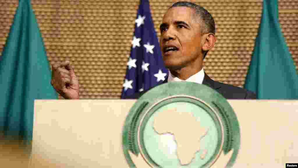 Le président américain Barack Obama s&#39;exprime devant l&#39;Union africaine, Addis-Abeba, 28 juillet 2015.