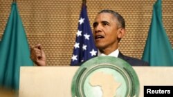 Tổng thống Obama đọc diễn văn tại trụ sở Liên hiệp Châu Phi ở Addis Ababa, Ethiopia, ngày 28/7/2015.