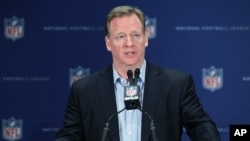 NFL Commissioner Roger Goodell talks during a press conference at the NFL owners meeting in Boca Raton, Florida, March 23, 2016.