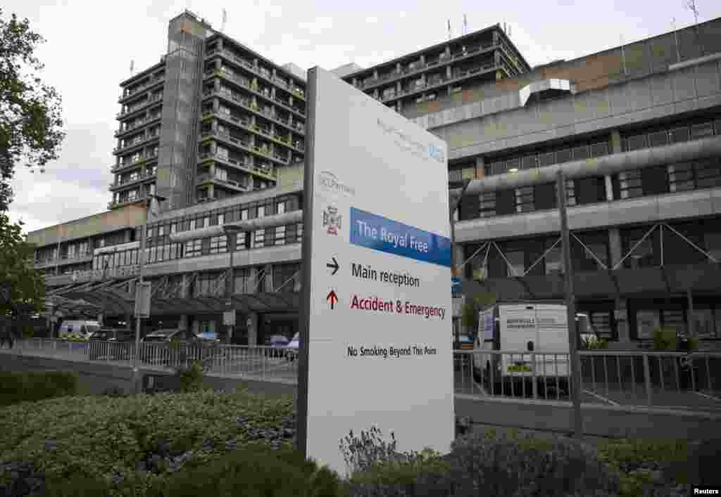 Royal Free Hospital in north London, where a British medical worker is being treated for Ebola, Aug. 24, 2014.