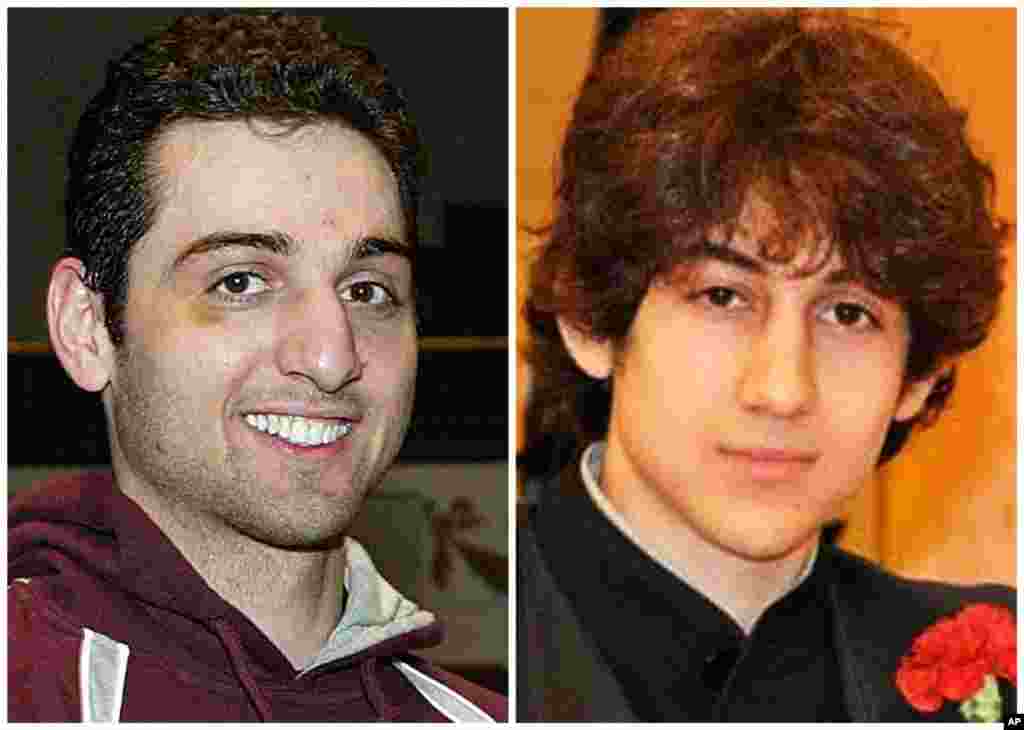 Hai anh em nghi phạm đ&aacute;nh bom Tamerlan Tsarnaev, 26 tuổi (tr&aacute;i) v&agrave;&nbsp;Dzhokhar Tsarnaev, 19 tuổi, người Chechnya.