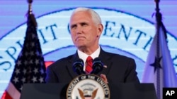 Vice President Mike Pence pauses while speaking at the U.S. Chamber of Commerce during their "Invest in America!" Summit, Thursday, May 18, 2017, in Washington.