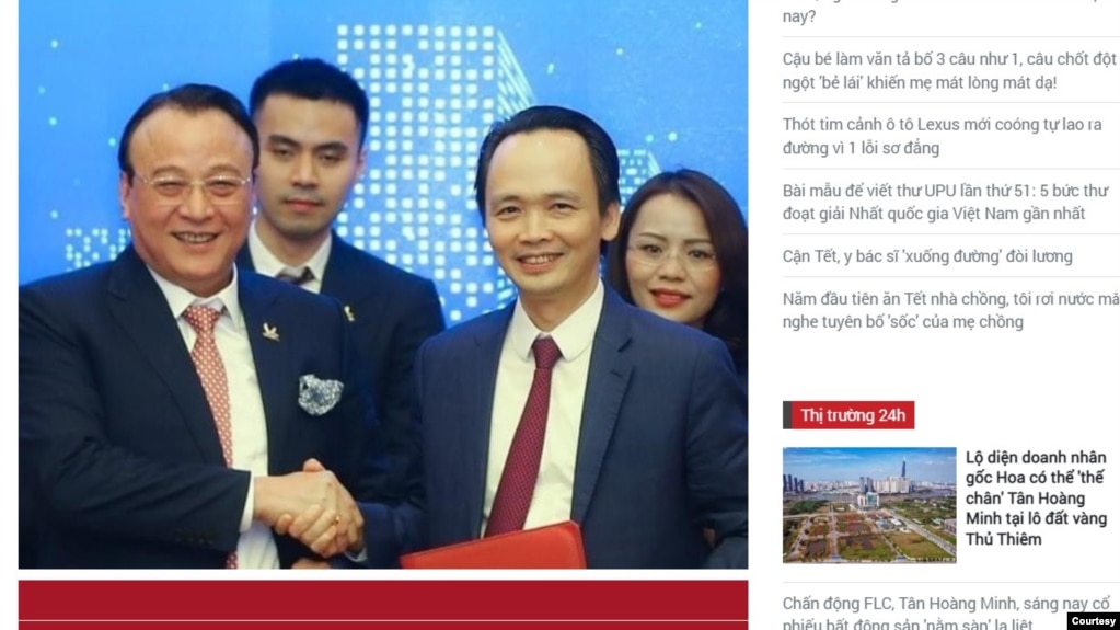 Đỗ Anh Dũng và Trịnh Văn Quyết (phải). (Hình: Screenshot từ infonet.vietnamnet.vn)