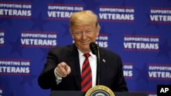 President Donald Trump speaks at a spending bill signing ceremony at VA Southern Nevada Healthcare System, Sept. 21, 2018, in Las Vegas.