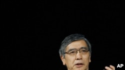 The President of the Asian Development Bank, Haruhiko Kuroda give his speech during the opening ceremony of the 4th Annual Meeting of the Board of Governor's from the Asia Development Bank in Madrid.