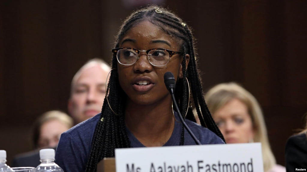Aalayah Eastmond, a shooting survivor from Parkland, Florida, testifies before the Senate Judiciary Committee confirmation hearings for Brett Kavanaugh