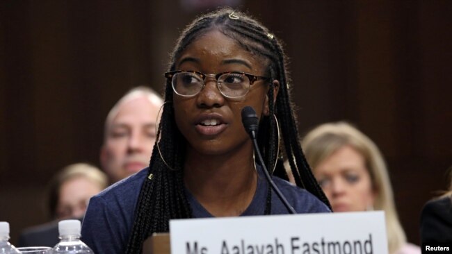 Aalayah Eastmond, a shooting survivor from Parkland, Florida, testifies before the Senate Judiciary Committee confirmation hearings for Brett Kavanaugh