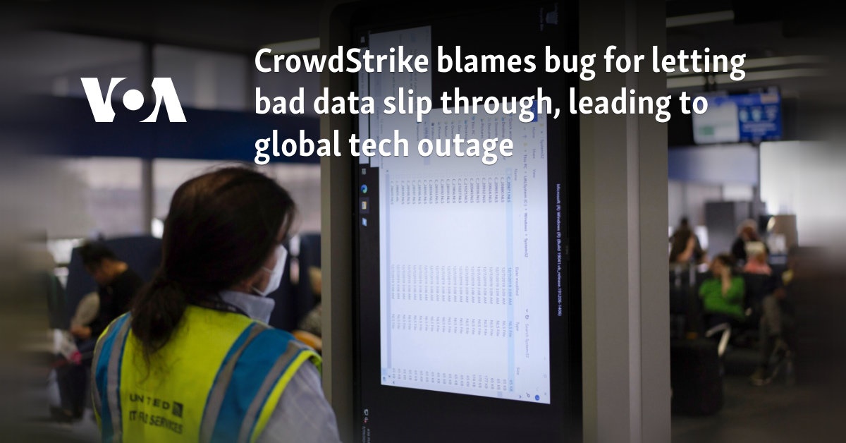 CrowdStrike blames bug for letting bad data slip through, leading to global tech outage