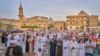 Men gather in Giza, just outside Cairo, for Eid prayers Wednesday.