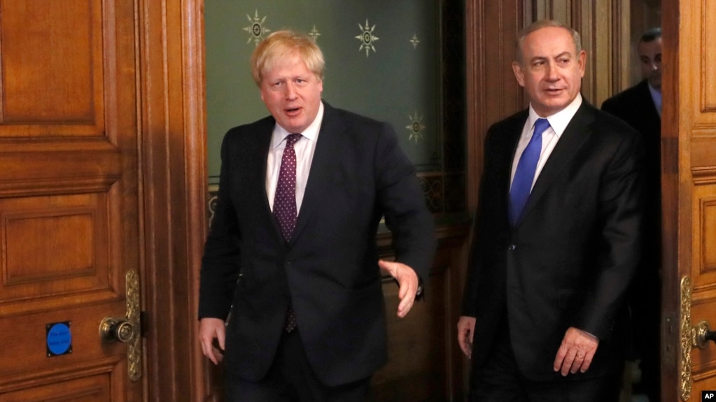 Dönemin İngiltere Dışişleri Bakanı Boris Johnson ile İsrail Başbakanı Netanyahu'nun 2017'deki görüşmesi.