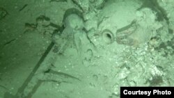 Photo of remnants of the shipwreck located July 12, 2015, in the seabed off of the North Carolina coast. Marine scientists from Duke University, North Carolina State University and the University of Oregon discovered the wreck during a research expedition.