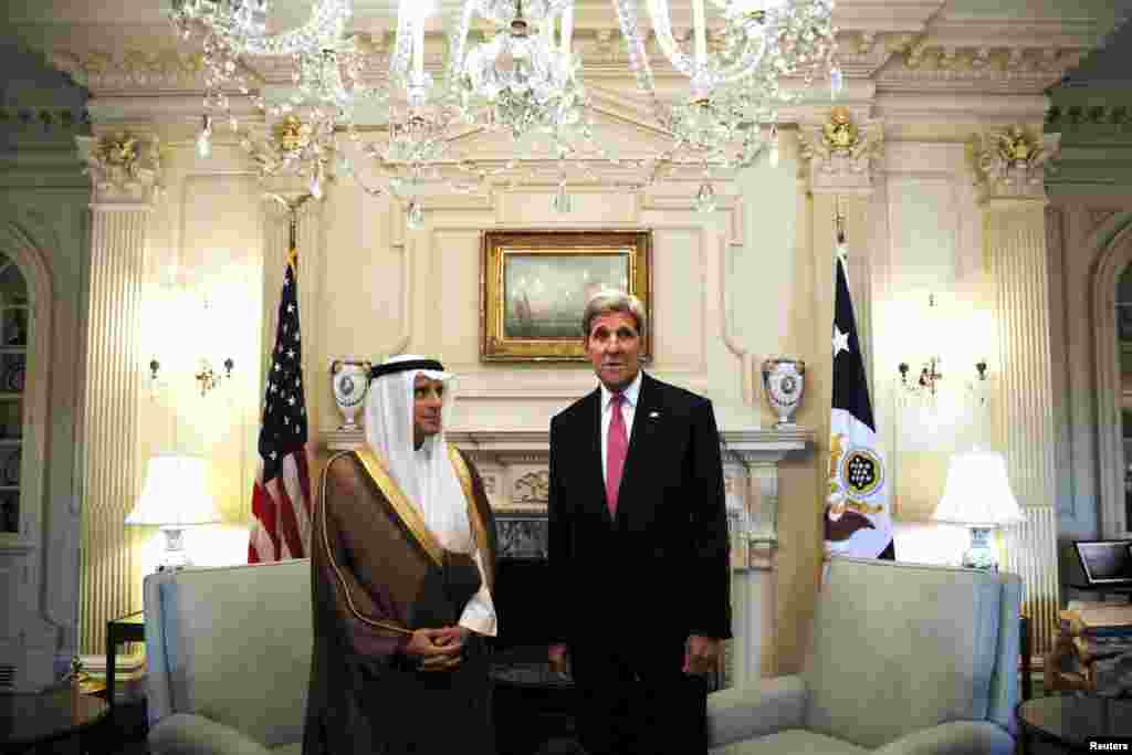 U.S. Secretary of State John Kerry meets with Saudi Foreign Minister Adel Al-Jubeir at the State Department in Washington, Sept. 2, 2015. &nbsp;