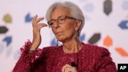 ທ່ານ​ນາງ ຄຣິສຕິນ ລາ​ກາດ (Christine Lagarde) ຫົວໜ້າອົງການກອງ​ທຶນ​ສາກົນ ເຂົ້າຮ່ວມພິທີເປີດກອງປະຊຸມ ເສດຖະກິດ ພາຍໃຕ້ຫົວຂໍ້ “ໂອກາດແມ່ນມີໄວ້ ໃຫ້ທຸກຄົນ” ທີ່ຈັດຂຶ້ນ ໃນນະຄອນມາຣາເຄັດຄ໌ (Marrakech) ຂອງໂມຣົກໂກ ໃນວັນທີ 30 ມັງກອນ, 2018.