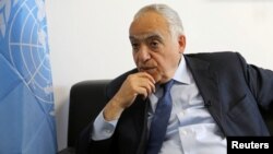 U.N. Special Representative Ghassan Salame speaks during an interview with Reuters in Tripoli, Libya, March 28, 2018.