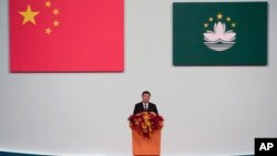 시진핑 중국 국가주석이 20일 마카오 반환 20주년 기념식에서 연설하고 있다. 