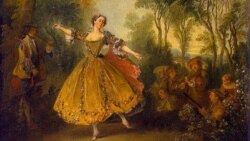 A painting of the 18th century dancer Marie Camargo by Nicolas Lancret