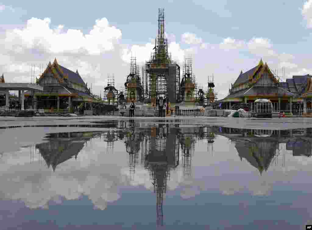 Construction continues on the royal crematorium for the late Thai King Bhumibol Adulyadej in Bangkok, Thailand, Sept. 8, 2017. The funeral for the late king is expected in late October.