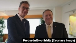 Državni sekretar SAD Majk Pompeo i predsednik Srbije Aleksandar Vučić, tokom susreta u Njujorku, 20. avgusta 2019.