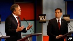 Jeb Bush et Marco Rubio lors du débat du 10 novembre 2015 à Milwaukee. ((AP Photo/Morry Gash)