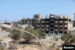 Heavily damaged buildings are seen after they were captured by Libyan forces allied with the U.N.-backed government following a battle with Islamic State militants in Sirte, Sept. 7, 2016.